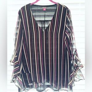 Vince Camuto Multicolor Striped Sheer Blouse